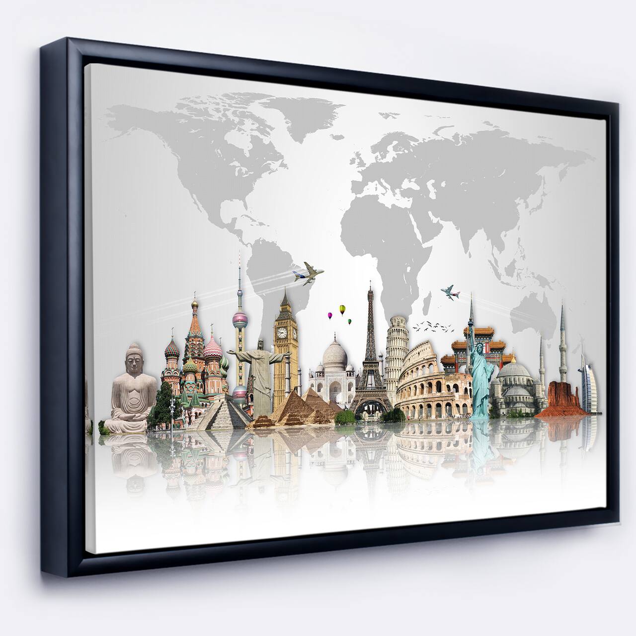 Designart - Famous Monuments Across World - Framed Canvas Art Print